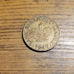 1949 German Coin with Oak Leaf Design